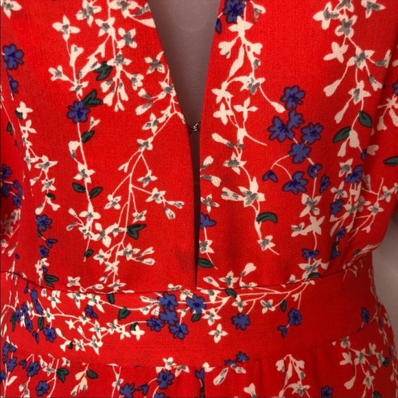 ASOS Moon River Red Floral Wrap Cropped Jumpsuit M - Picture 14 of 16